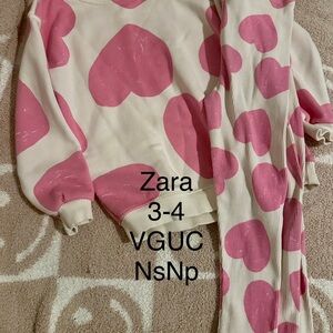Zara Pink and Cream Heart Matching Pajama Set